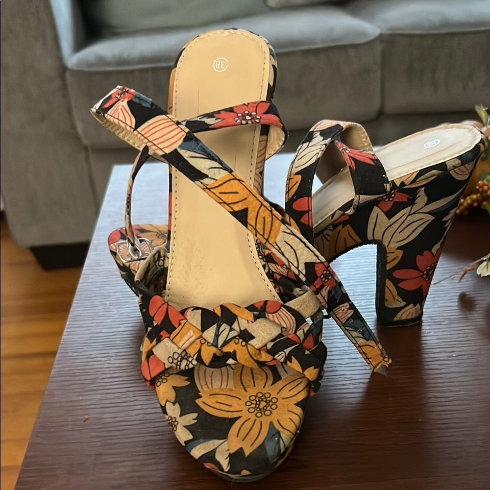 Floral Print Women's Heels